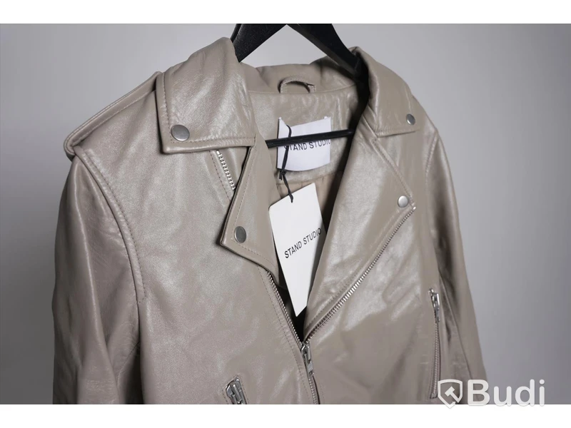 Skinnjacka - Stand Studio Nina Biker, Sandstone beige, Strl. 40, Unisex, lammskinn nappa. Ny.