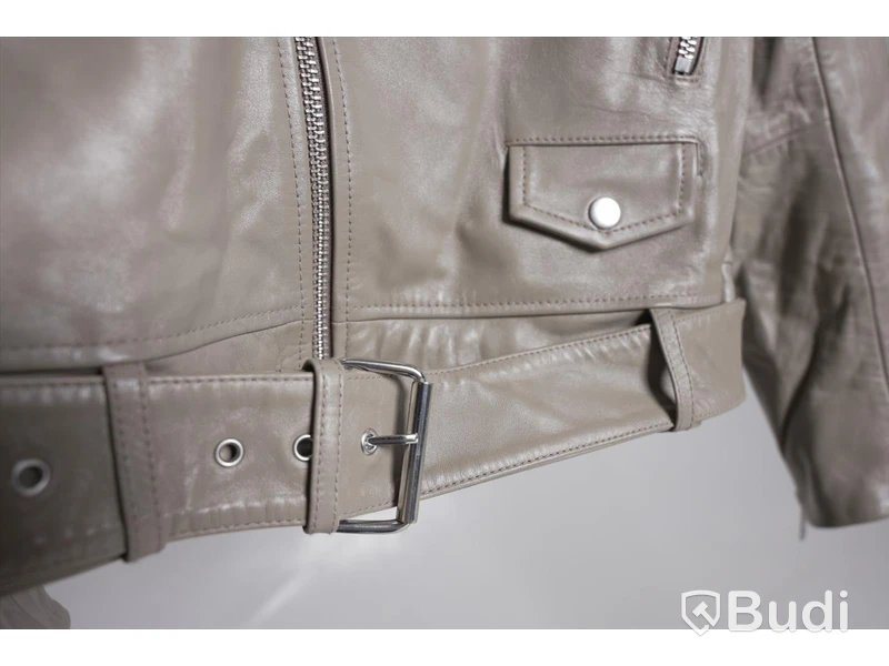 Skinnjacka - Stand Studio Nina Biker, Sandstone beige, Strl. 40, Unisex, lammskinn nappa. Ny.