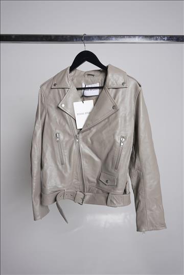 Skinnjacka - Stand Studio Nina Biker, Sandstone beige, Strl. 40, Unisex, lammskinn nappa. Ny.