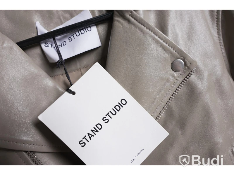 Skinnjacka - Stand Studio Nina Biker, Sandstone beige, Strl. 40, Unisex, lammskinn nappa. Ny.