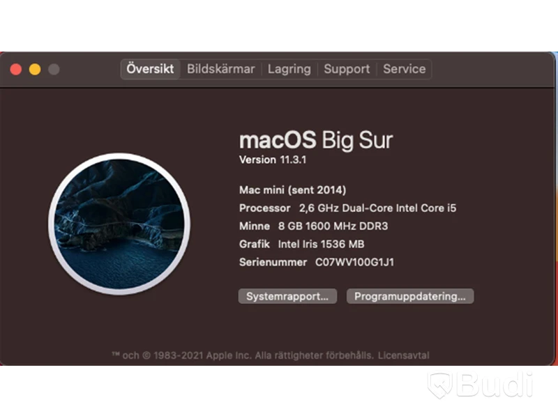 Mac mini - Late 2012, 8 GB RAM, 251 GB Flash.