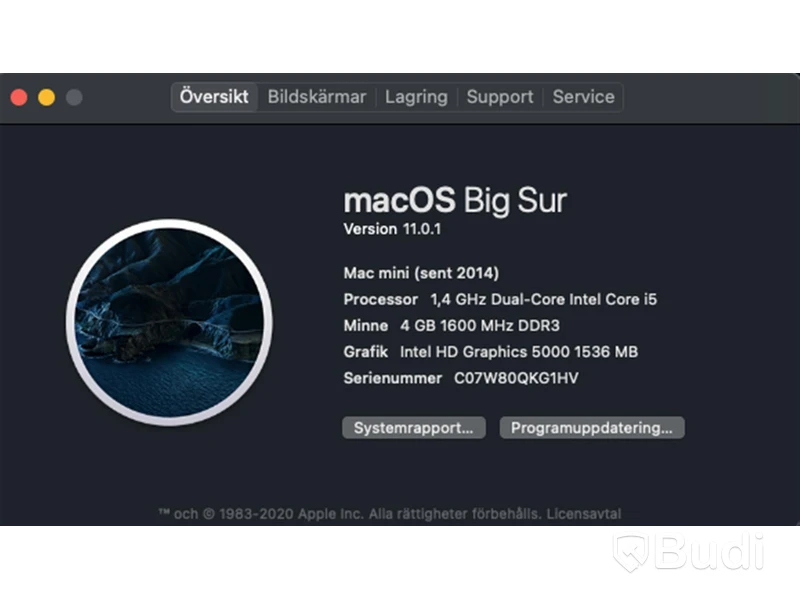 Mac mini - Late 2012, 4 GB RAM, 240 GB SSD SATA.