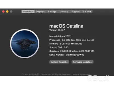 Mac mini - Late 2012, 8 GB RAM, 180 GB SSSD.