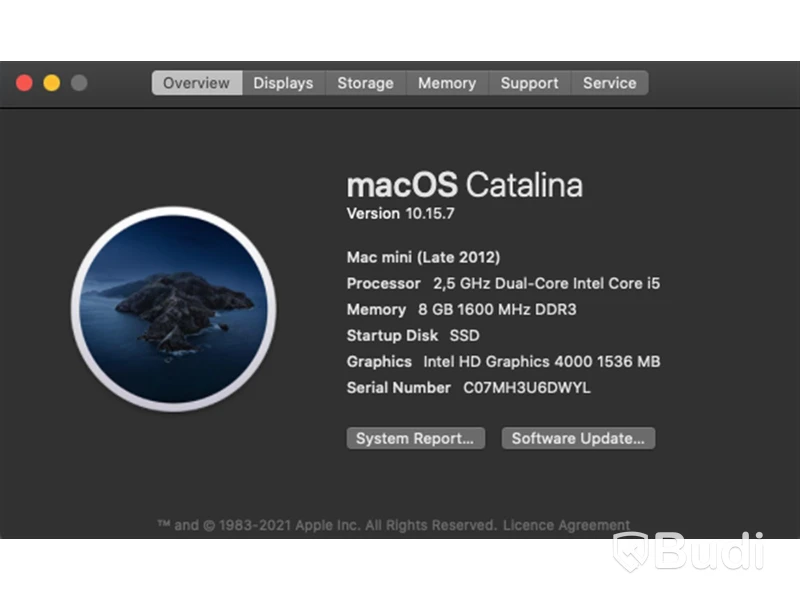 Mac mini - Late 2012, 8 GB RAM, 180 GB SSSD.