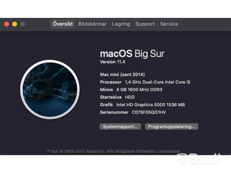 Mac mini - Late 2012, 4 GB RAM, 256 GB SSD SATA.
