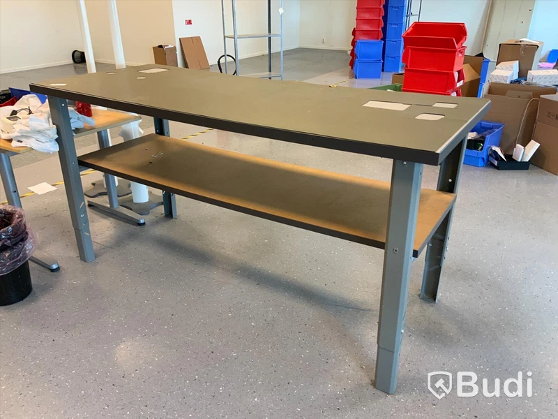 Arbetsbord i ståhöjd med ESD-matta, 200cm längd, 81 cm djup