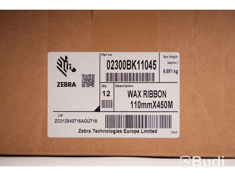 Låda med färgband - Zebra Wax Ribbon 100mmx450m. Ny, Obruten förpackning.