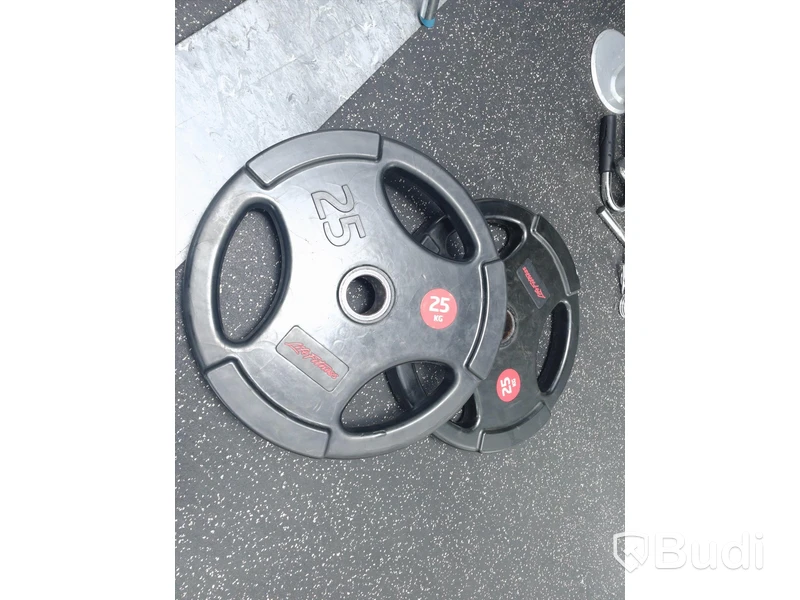 Lite fitness 2st skivstångsvikter 25 kg gummiklädda