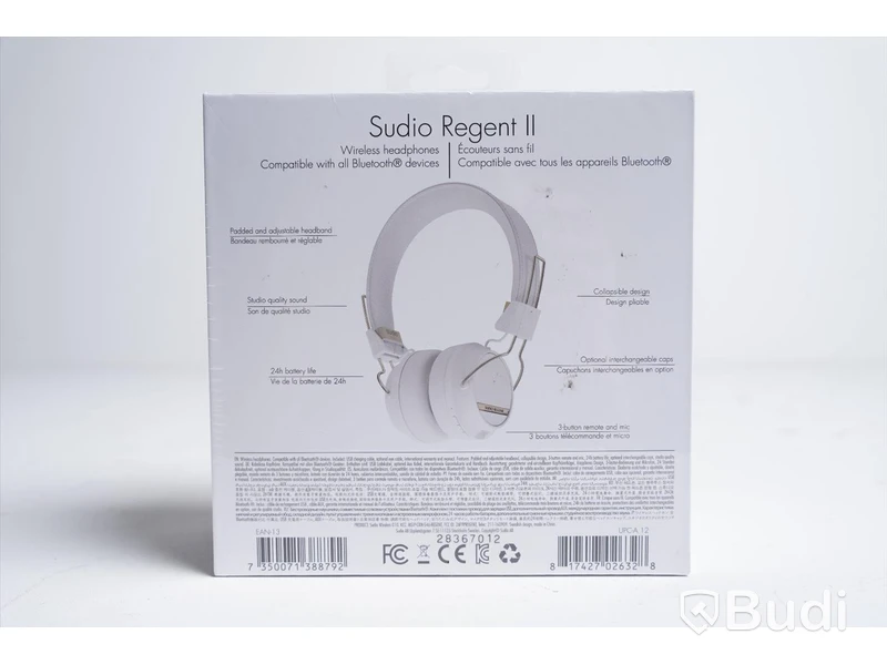 Trådlösa hörlurar - Sudio Regent II (vit). Ny, Obruten förpackning.