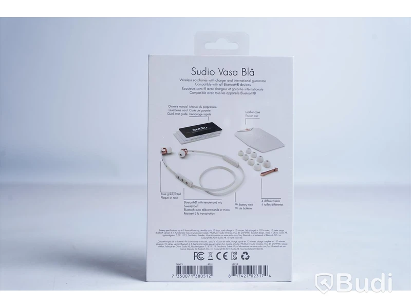 Trådlösa hörlurar 2 st - Sudio Vasa blå (svart). Ny, Obruten förpackning.