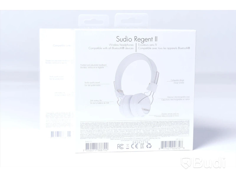 2 st Trådlösa hörlurar. Sudio Regent II - Vit. Ny - Obruten förpackning. (Nypris 895 kr)