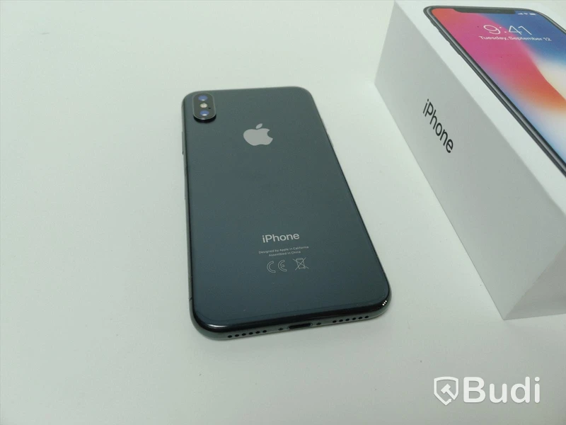 Iphone X, 64 GB med tillbehör 100 procent batterihälsa