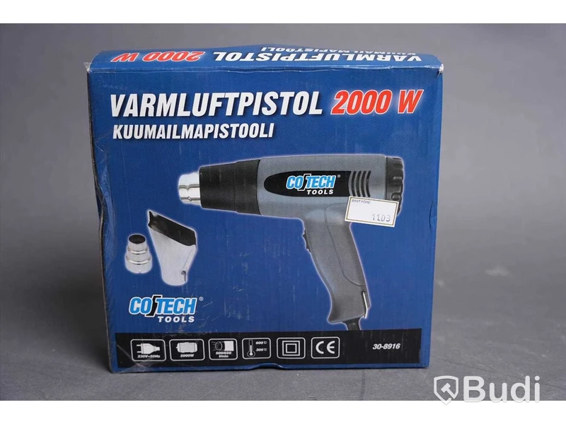 Varmluftpistol inkl. tillbehör, metalldetektor och bordsfläkt - Cotec, EIA och Pro Klima. Osäker funktion.