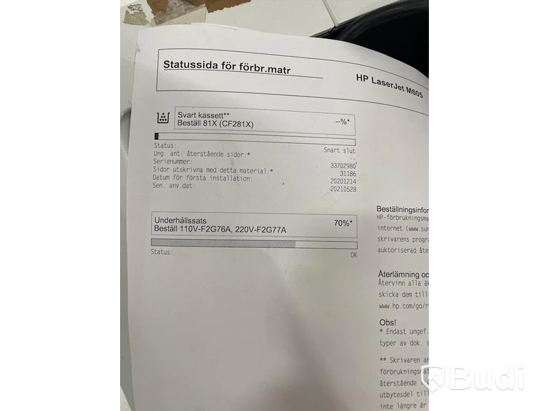 HP Laserjet Enterprise M605, funktionstestad, OBS! Ink ny tonerkasett i obruten förpackning. se extrabilder för status