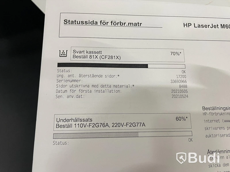 HP Laserjet Enterprise M605, funktionstestad, OBS! Ink ny tonerkasett i obruten förpackning. se extrabilder för status