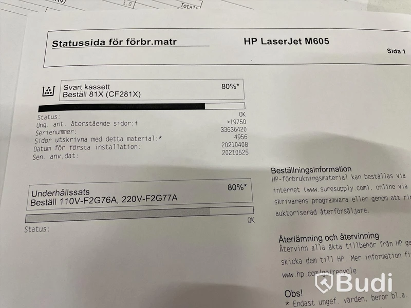 HP Laserjet Enterprise M605, funktionstestad, OBS! Ink ny tonerkasett i obruten förpackning. se extrabilder för status