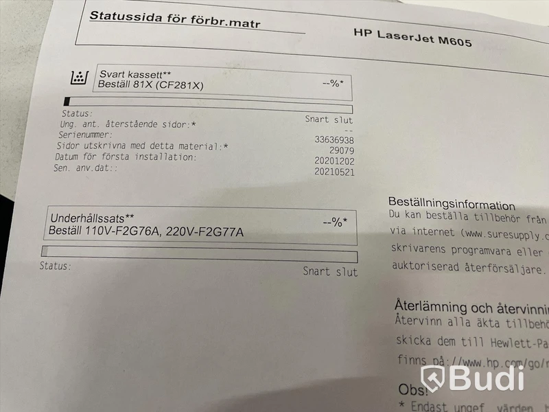 HP Laserjet Enterprise M605, funktionstestad, OBS! Ink ny tonerkasett i obruten förpackning. se extrabilder för status