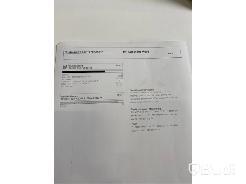 HP Laserjet Enterprise M605, funktionstestad, OBS! Ink ny tonerkasett i obruten förpackning. Se extrabilder för status
