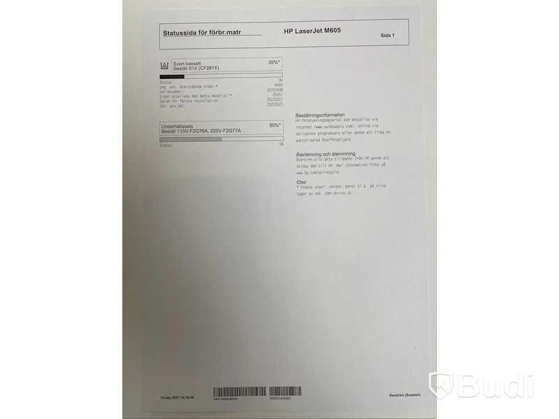 HP Laserjet Enterprise M605, funktionstestad, OBS! Ink ny tonerkasett i obruten förpackning. Se extrabilder för status