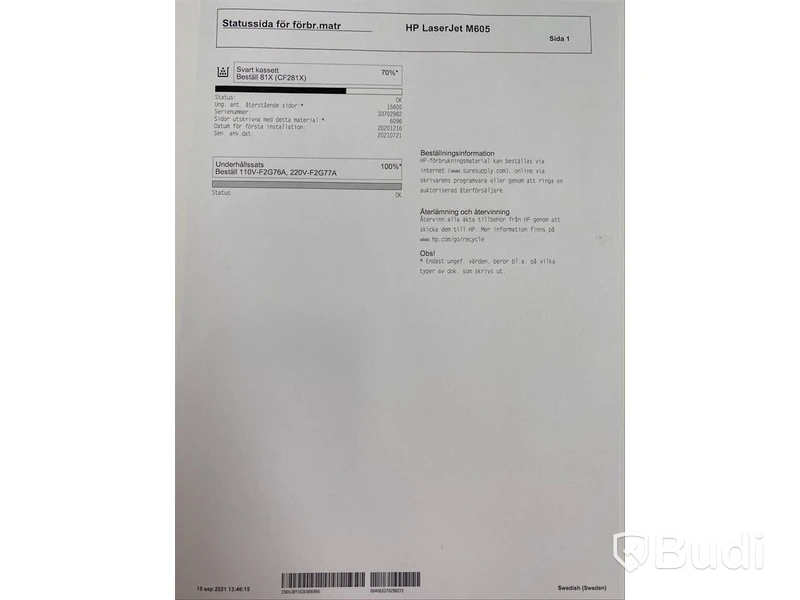 HP Laserjet Enterprise M605, funktionstestad, OBS! Ink ny tonerkasett i obruten förpackning. Se extrabilder för status