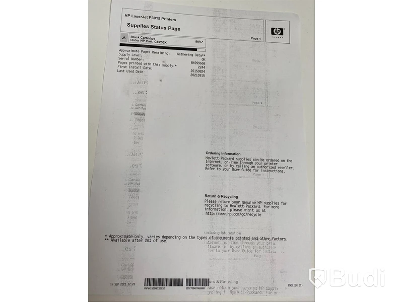 HP LaserJet P3015, funktionstestad