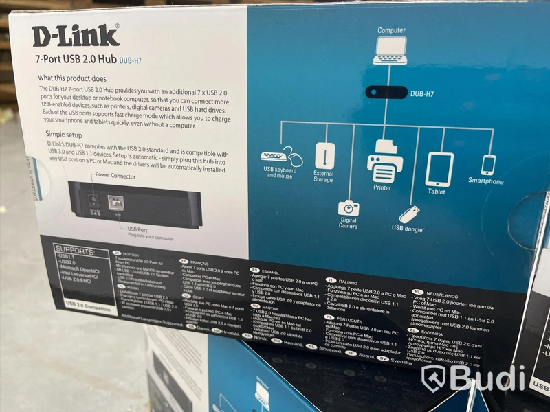 USB hub - 6 st, D-Link DUB H7. 3 st nyskick i förpackning och 3 st bruksskick.