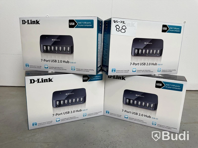 USB hub - 6 st, D-Link DUB H7. 3 st nyskick i förpackning och 3 st bruksskick.