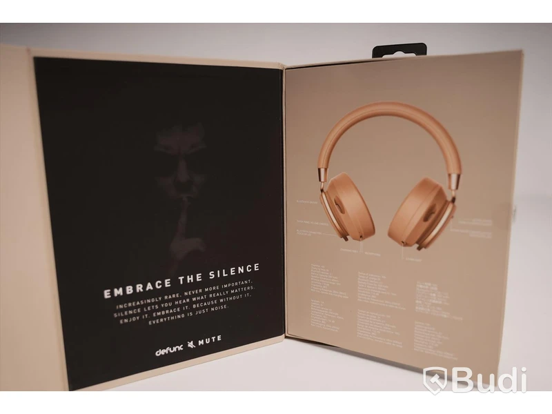 Hörlurar noise cancelling - Defunk, Mute, trådlösa, beige. Ny, obruten förpackning.
