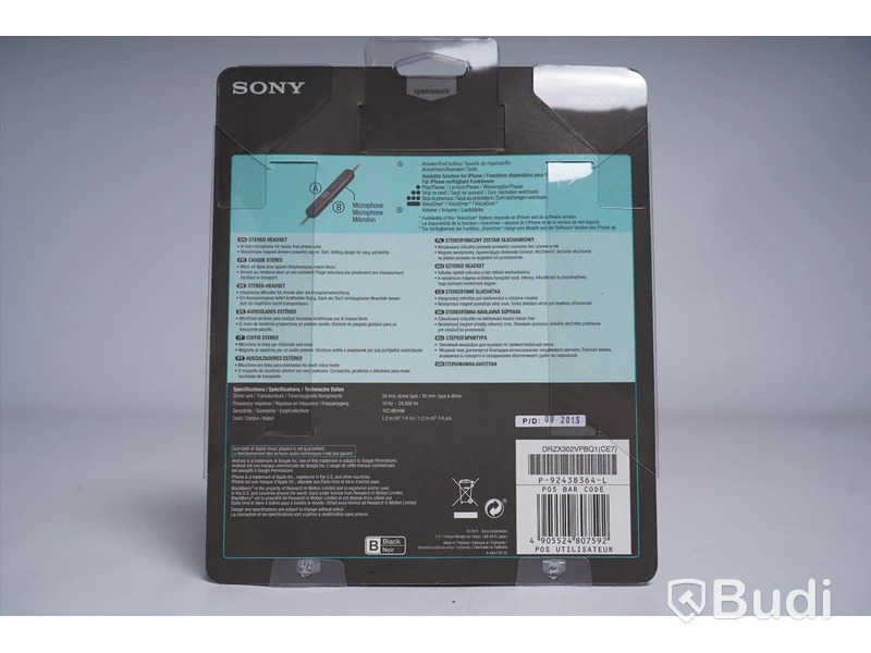 Hörlurar 2st, Sony DR-ZX302VP. Ny, Obruten förpackning.