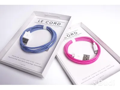 Kabel USB-Lightning - 3 st á 1 m, rosa, blå/grön, blå/vit, Le Cord. Ny, Obruten förpackning.