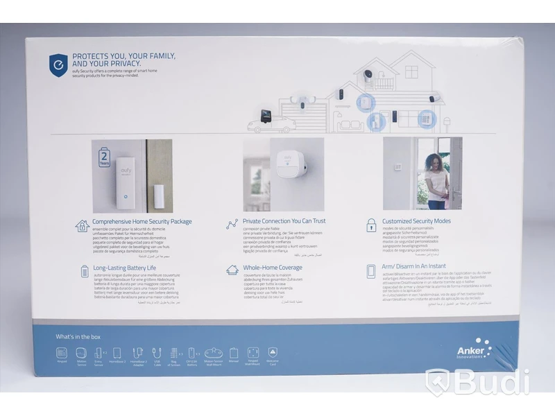 Hemlarm kit trådlös - 5 delar, Eufy security, ANKER Ny, Obruten förpackning.