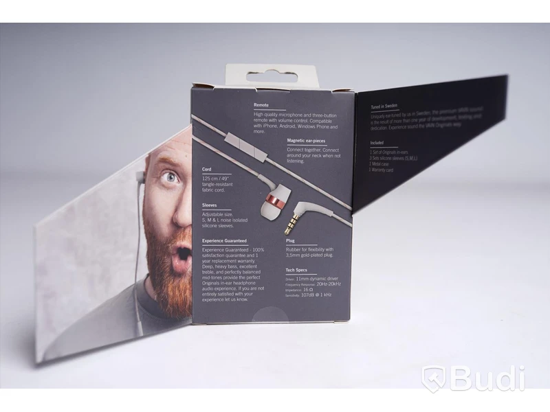 Hörlurar 2 st, cloudy grey, Originals In-ear headphones, VAIN STHLM, Ny, Obruten förpackning.