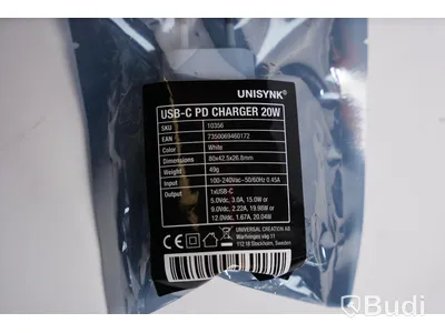 Ladduttag USB-C 7st - Unisynk USB-C PD Charger 20W. Ny, Obruten förpackning.
