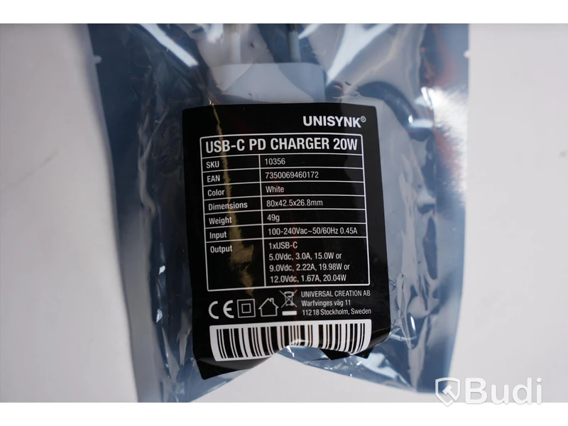 Ladduttag USB-C 7st - Unisynk USB-C PD Charger 20W. Ny, Obruten förpackning.