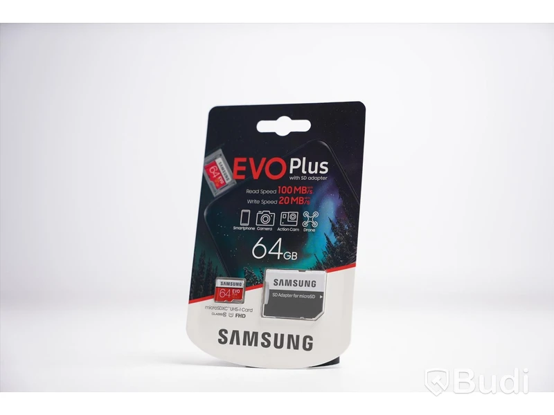 Minneskort 20st - Samsung Evo Plus with SD Adapter, 64GB. Ny, Obruten förpackning.
