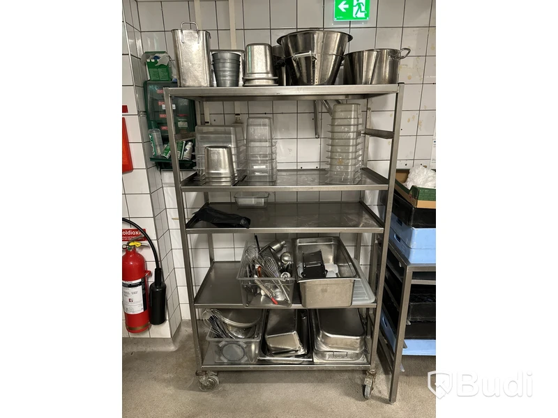 Rostfri hylla på hjul