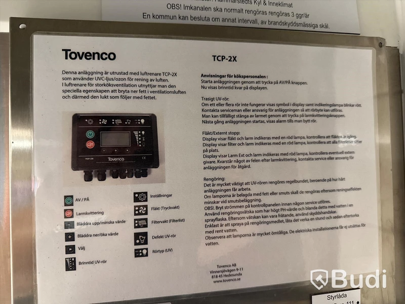 Tovenco UV-kåpa med TCP-2X styrsystem
