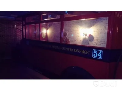 Bussreplika från spårvagnsmuseum på Södermalm i Stockholm