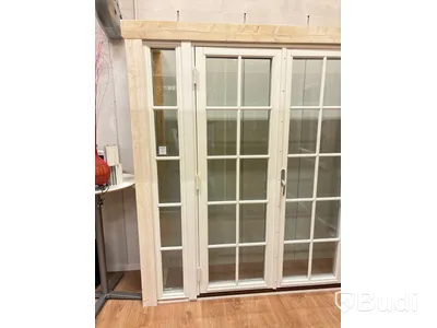 Utåtgående parönsterdörr NorDan Tanum 14x21 med fasta sidoljus 3x21