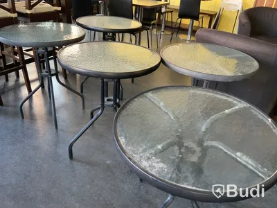 5st cafebord med glasskiva