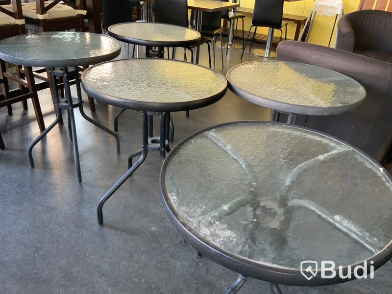 5st cafebord med glasskiva