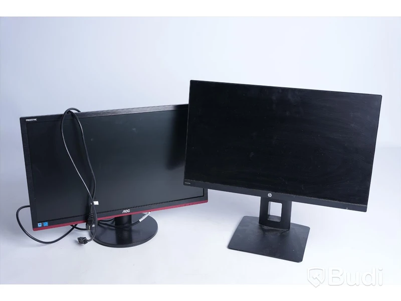 2 ST Olika Datorskärmar, HP HSTND9731L, AOC 240LM00016