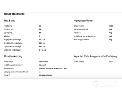 Kaffeperkulator Bravilor Bonamat Perculator 75, 10l