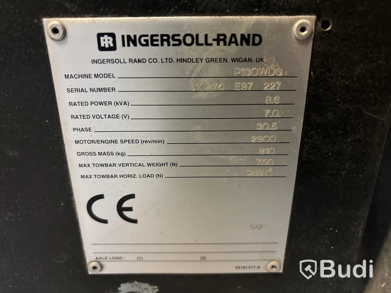 Kompressor med elverk Ingersoll Rand P130G, -1997