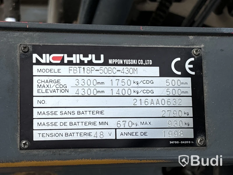 Motviktstruck Nichiyu FBT18P | 1140h | 1998