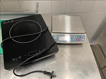 Singel induktionshäll Clas Ohlson och våg L. TELLIER