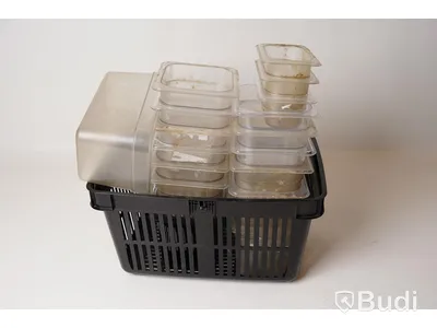 Plastkantiner, parti i olika storlekar