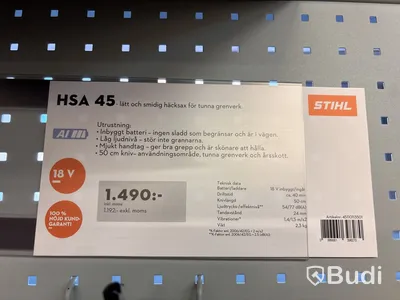 Batteridriven häcksax Stihl HSA 45