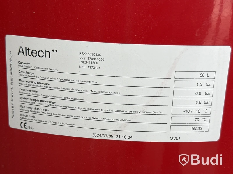 2 st expansionskärl Altech | 50 L