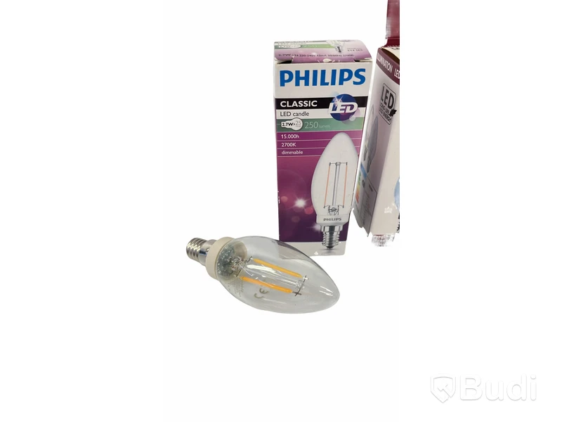 10 st. Philips CLASSIC LED candle E14 SES, 2.7W/220-240V 12mA. 12 st. Star LED,